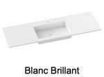 Plan vasque lavabo, sur mesure, Largeur 70 à 200 cm x Profondeur 40 à 80 cm, résine composite de haute qualité, Finition lisse blanc BRILLANT laqué ou mate, Livraison Offerte.